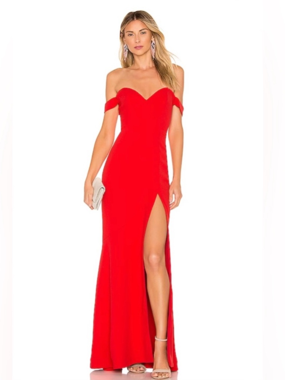 NWT NBD Dress Maracuya Maxi Gown Off-The-Shoulder in Red